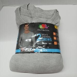 Fruit of the Loom Mens Gray Thermal Waffle Shirt 2 pk Size L